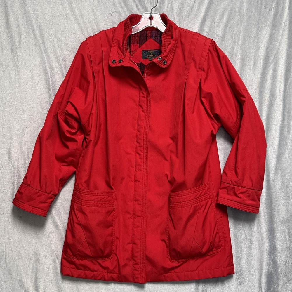 Fleet Street Jacket Womens 12 Red Plaid Lined Full‎ Zip Pockets Outdoor Coat